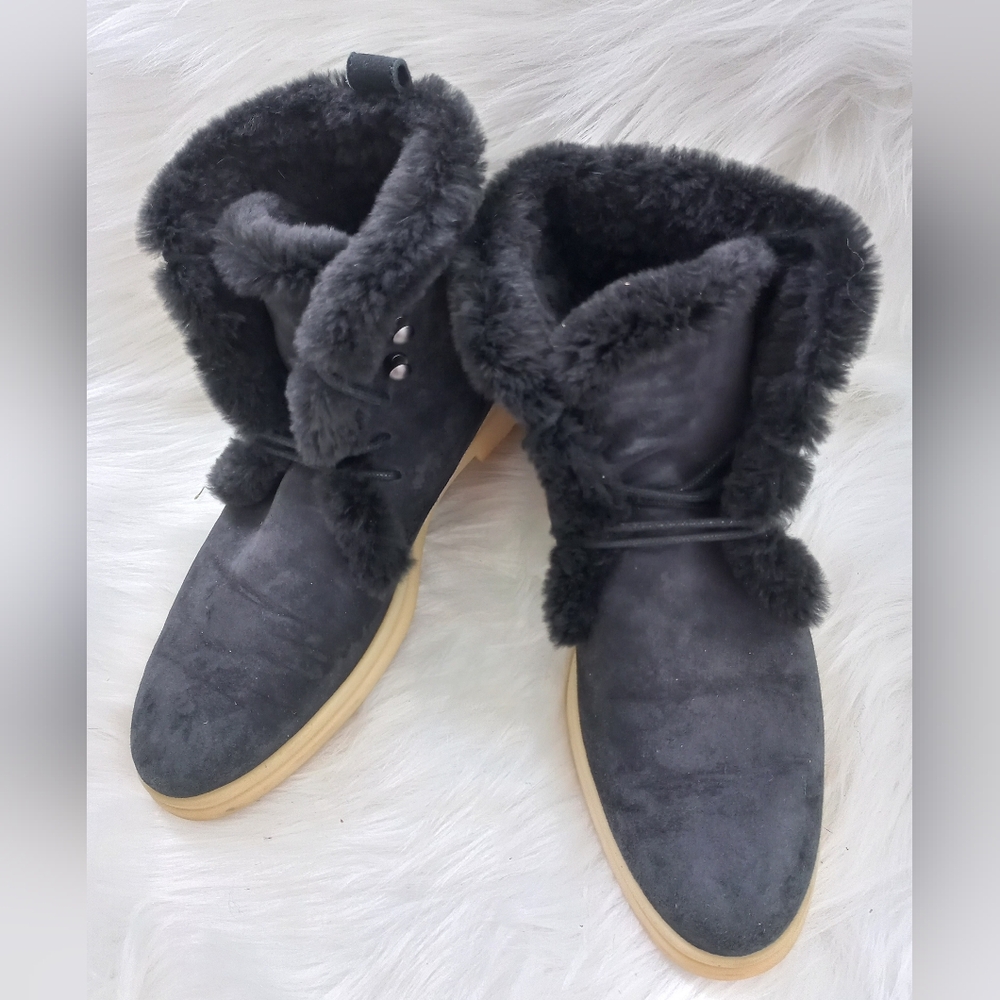 Loro Piana Women's Black Ankle Boots Size 37.5 EU